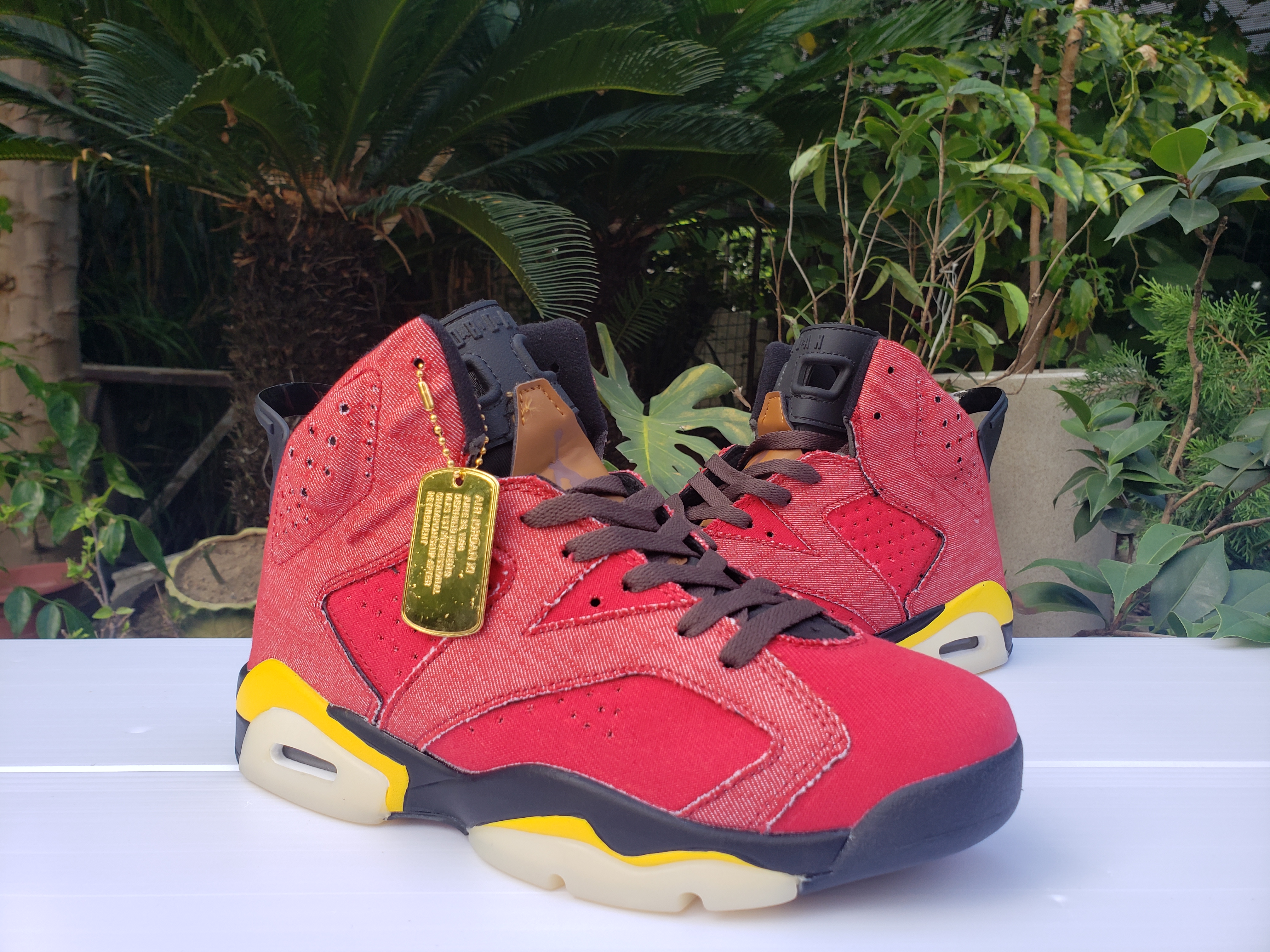 2020 Air Jordan 6 Denim Red Yellow Black Shoes - Click Image to Close